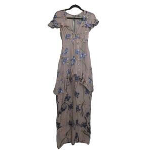 For Love & Lemons Womens Cleo Dress Multicolor Floral Ruffle Tier Slit Front XS